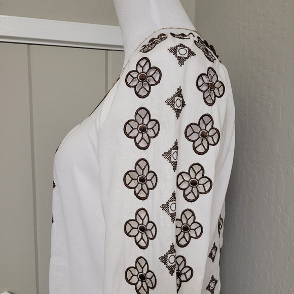 Tory Burch tunic peasant embroidered cotton travel top - Picture 4 of 12